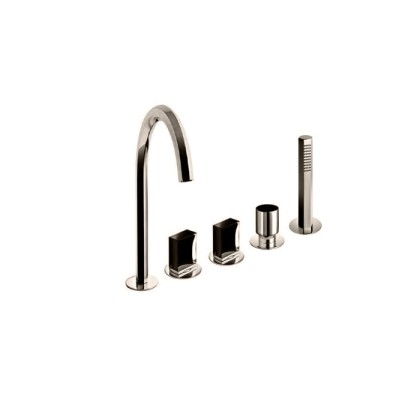 Fantini Venezia Смеситель для ванны, набортный, 5 отв., излив: 175 мм, цвет: Nickel PVD