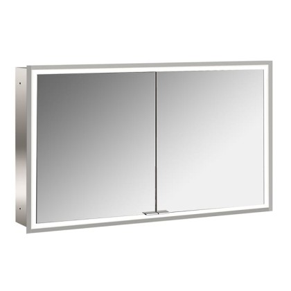 EMCO Prime Зеркальный шкаф 120x70см., с подсветкой, встраиваемый, 2 двери, 2 полки, розетка, цвет: белый