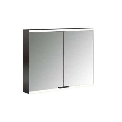 Emco Prime Зеркальный шкаф 80см., с подсветкой LED2 Facelift навесная модель, 2-дверки, IP 20, цвет черный зеркальная задняя стенка