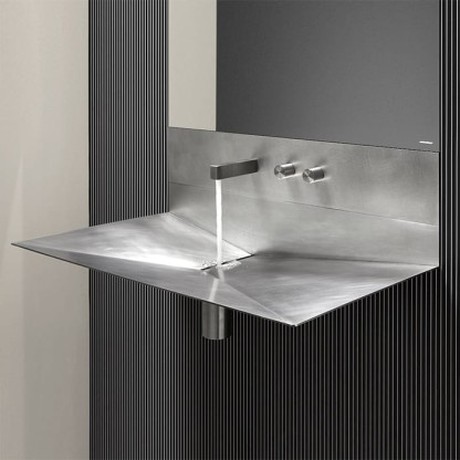 Antonio Lupi Lavandino Раковина 72х44.5х27.5 см, 3 отв., из нержавеющей стали, со смесителем и самотечным донным клапаном, цвет: Stainless steel 316/L