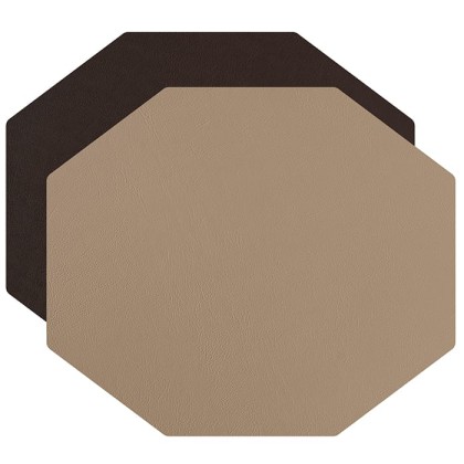 ADJ Плейсмат 44.5х38см., шестиугольный, натуральная кожа, цвет: капучино/шоколад