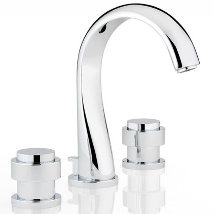 THG Diplomate Smooth Rings Смеситель для раковины на 3 отверстия, с донным клапаном, цвет: хром