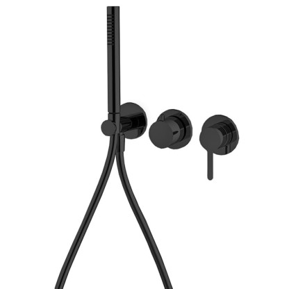 Fima Carlo Frattini Snap Смеситель для душа, встраиваемый, с ручным душем, 2 источника, цвет: черный матовый