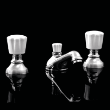 Devon&Devon Morris Смеситель для раковины на 3 отв, с донным клапаном, ручки белые, цвет: хром