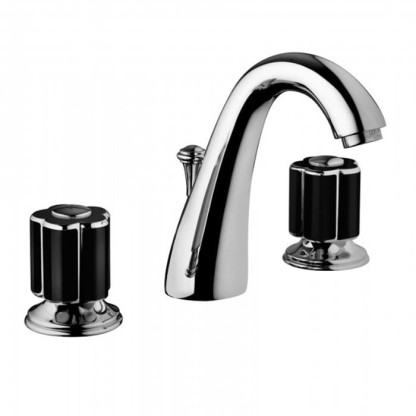 Смеситель для раковины Bongio Fleur Noir, цвет: хром/черный фарфор