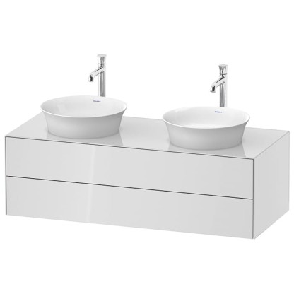 Duravit White Tulip Тумбочка подвесная 130x55х40.8см., 2 раковины, 2 ящика, цвет: белый высокоглянцевый