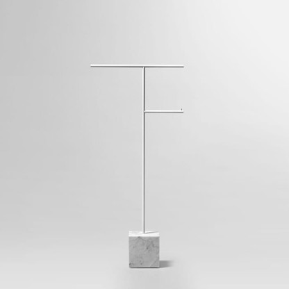 Antonio Lupi Bivio Стойка напольная 65см., с полотенцедержателем и держателем туалетной бумаги, база из мрамора Carrara satinato, цвет: белый матовый