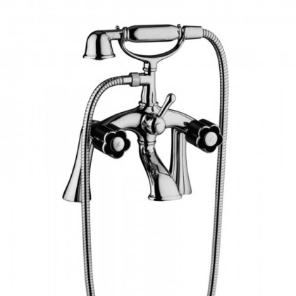 Смеситель для ванны Bongio Fleur Noir, цвет: хром/черный фарфор