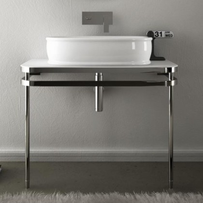 Artceram AZULEY Металлическая структура под раковину, напольная, с верхним глянцевым топом цвет белый, цвет хром