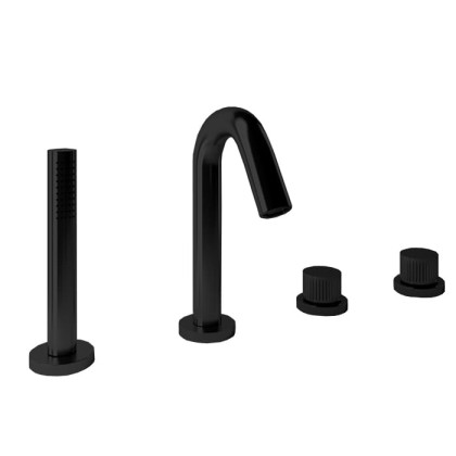 Bongio Time2020 Смеситель для ванны, на 4 отв, с ручной лейкой, цвет: черный матовый