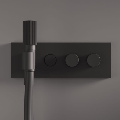 Fima Carlo Frattini Serie 22 Смеситель для душа, встраиваемый, 2 выхода с ручным душем, c чёрным шлангом 150см., цвет: черный матовый