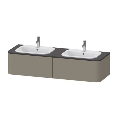 Duravit Happy D.2 Plus Тумба подвесная 160x55x35.4см, с 2 раковинами и 2 ящиками , цвет: stone grey satin matt