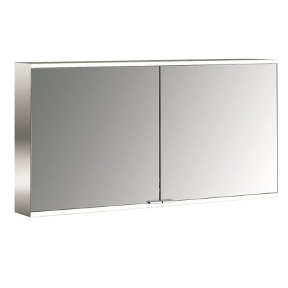 EMCO Prime2 Зеркальный шкаф 130x70см., с подсветкой, навесной, 2 двери, 2 полки, розетка, цвет: белый