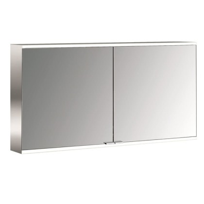 EMCO Prime2 Зеркальный шкаф 130x70см., с подсветкой, навесной, 2 двери, 2 полки, розетка, цвет: белый