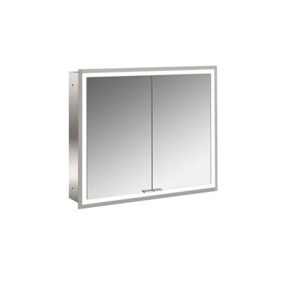 Emco Prime Зеркальный шкаф 80см., с подсветкой LED Facelift встраив. модель, 2-дверки, IP 20 задняя панель  цвет белый