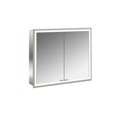 Emco Prime Зеркальный шкаф 80см., с подсветкой LED Facelift встраив. модель, 2-дверки, IP 20 задняя панель  цвет белый
