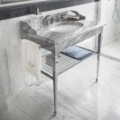 3SC Consolle Консоль Regale 95х60хh77см, с 1 раковиной, сифоном, полкой и полотенцедердателями, напольная, цвет: хром