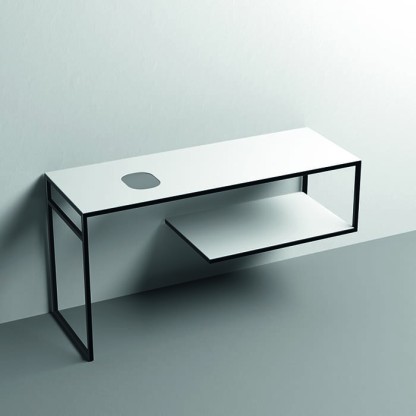 Kerasan Louise Металлическая структура для раковины 140х74см, напольная, с полкой, с 1 отв., с полотенцедержателем, цвет: белый матовый