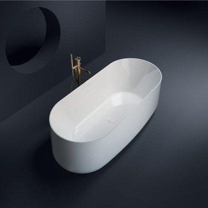 Gruppo Treesse Calida Ванна 155х80х55см., отдельностоящая, акриловая, c переливом, сифон, цвет: белый глянцевый