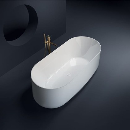 Gruppo Treesse Calida Ванна 155х80х55см., отдельностоящая, акриловая, c переливом, сифон, цвет: белый глянцевый