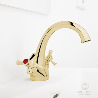 Stella Eccelsa Смеситель для раковины на 1 отверстие 3217M, с донным клапаном, цвет: золото