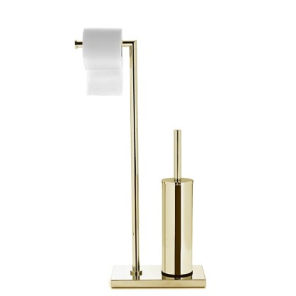 3SC Piantane Напольная стойка с держателем тб и ёршиком, цвет: золото 24к. Lucido