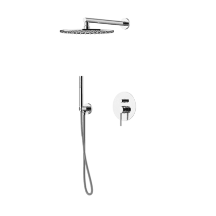 GATTONI CIRCLE TWO/ONE Комплект для душа со встроенным смесителем с ручной лейкой и верхним душем 250 мм, цвет: хром