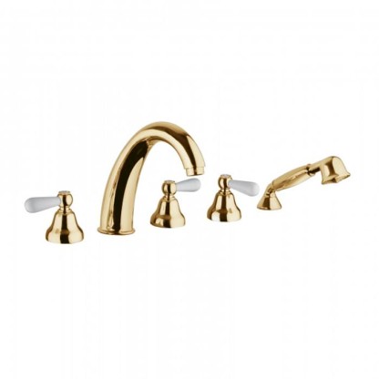 Смеситель для ванны Bongio Oxford Lux, цвет: золото/белый фарфор