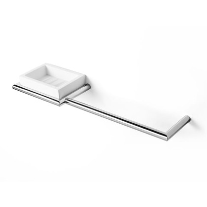 3SC Guy Полотенцедержатель и мыльница, 40см., слева, подвесная, композит Solid Surface, цвет: белый матовый/хром