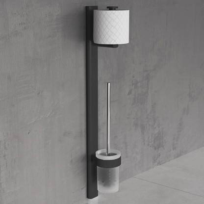 Novellini Giada Стойка с держателем т/б и ершиком, подвесной, цвет: черный матовый