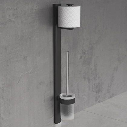 Novellini Giada Стойка с держателем т/б и ершиком, подвесной, цвет: черный матовый