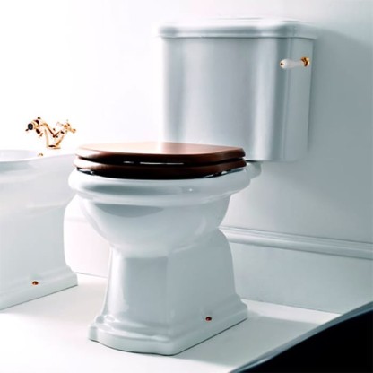 Kerasan Retro Унитаз 72х38.5см., моноблок, слив в стену, ручка смыва справа, цвет: белый/золото