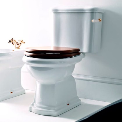 Kerasan Retro Унитаз 72х38.5см., моноблок, слив в стену, ручка смыва справа, цвет: белый/золото