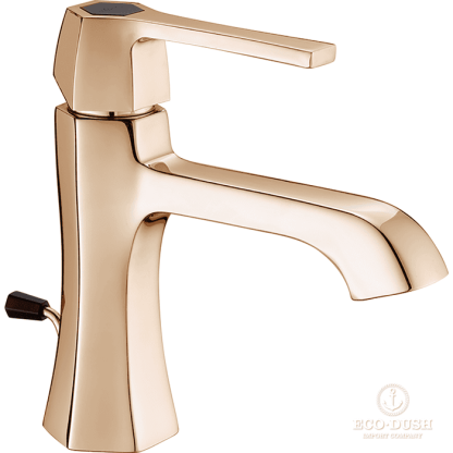 CISAL Cherie Смеситель однорычажный для раковины на 1 отверстие с донным клапаном, цвет: золото розовое/черный матовый