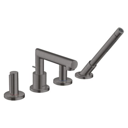 Axor Uno Смеситель на борт ванны, на 4 отв., с ручным душем, Zero, цвет: шлифованный черный хром