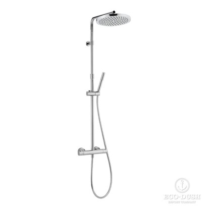 Cisal Less New Настенная душевая система: смеситель для душа, термостатический, верхний душ, ручной душ с держателем и шлангом, цвет: хром
