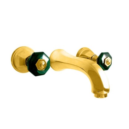 Nicolazzi Teide Chic Смеситель для раковины на 3 отверстия, настенный, излив: 168мм, вкл. внутр часть, цвет: золото