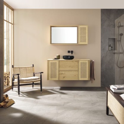 Burgbad MAX Комплект мебели 130х49х72см, подвесной, с раковиной, с зеркалом, с 2 ящиками, цвет: Natural knotty oak