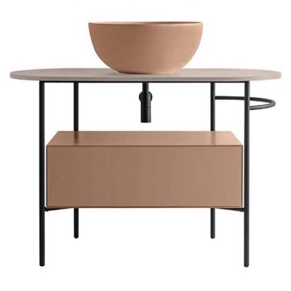 Globo Bob Консоль напольная, 93х46х72см, без отв. под смеситель, с полотенцедержателем правая R, цвет: черный матовый/Mattone