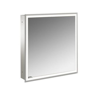 EMCO Prime Зеркальный шкаф 60x70см., с подсветкой, встраиваемый, 1 дверь, R, 2 полки, розетка, цвет: белый