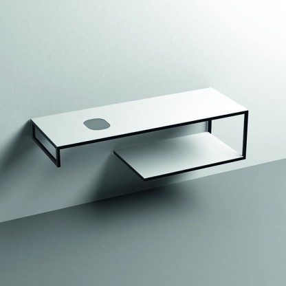 Kerasan Louise Металлическая структура для раковины 140см, подвесная, с полкой, с 1 отв., с полотенцедержателем, цвет: белый матовый