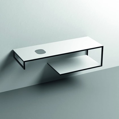 Kerasan Louise Металлическая структура для раковины 140см, подвесная, с полкой, с 1 отв., с полотенцедержателем, цвет: белый матовый