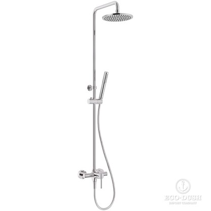 HUBER Tratto Настенная душевая система:однорычажный смеситель для душа,верхний душ,ручной душ с держателем и шлангом, цвет: хромTratto