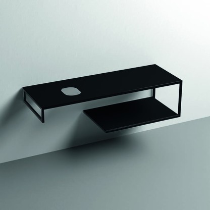 Kerasan Louise Металлическая структура для раковины 140см, подвесная, с полкой, с 1 отв., с полотенцедержателем, цвет: черный матовый