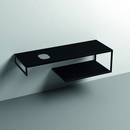 Kerasan Louise Металлическая структура для раковины 140см, подвесная, с полкой, с 1 отв., с полотенцедержателем, цвет: черный матовый