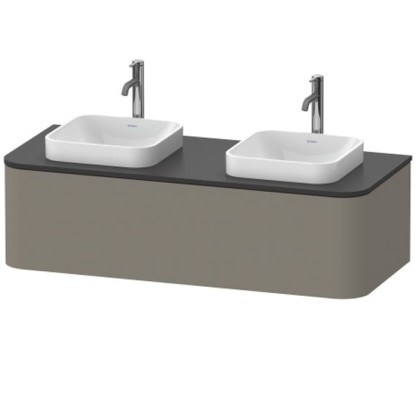 Duravit Happy D.2 Plus Тумба подвесная 130x55х35.4см, с 2 раковинами и 1 ящиком, цвет: stone grey satin matt