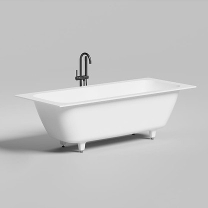 Salini Orlanda Axis Встраиваемая ванна на ножках 190.5х80х60см., круглый слив-перелив, материал: S-Stone, цвет: белый матовый