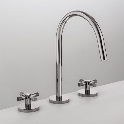 Gattoni MD Смеситель для раковины, 3 отв., ручки ALZO, с донным клапаном, цвет: хром