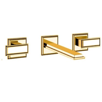 Gessi Eleganza Встраиваемый смеситель для раковины на 3 отверстия, без донного клапана, с изливом, внешняя часть, цвет: золото