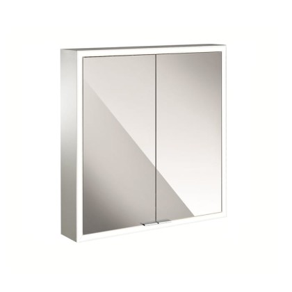 EMCO Prime Зеркальный шкаф 60x70см., с подсветкой, навесной, 2 двери, 2 полки, розетка, цвет: белый